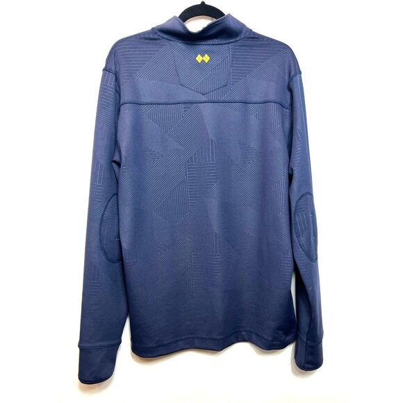 Robert Graham Navy Quarter-Zip Pullover Geometric Pattern Zipper Pocket Large - Picture 3 of 12
